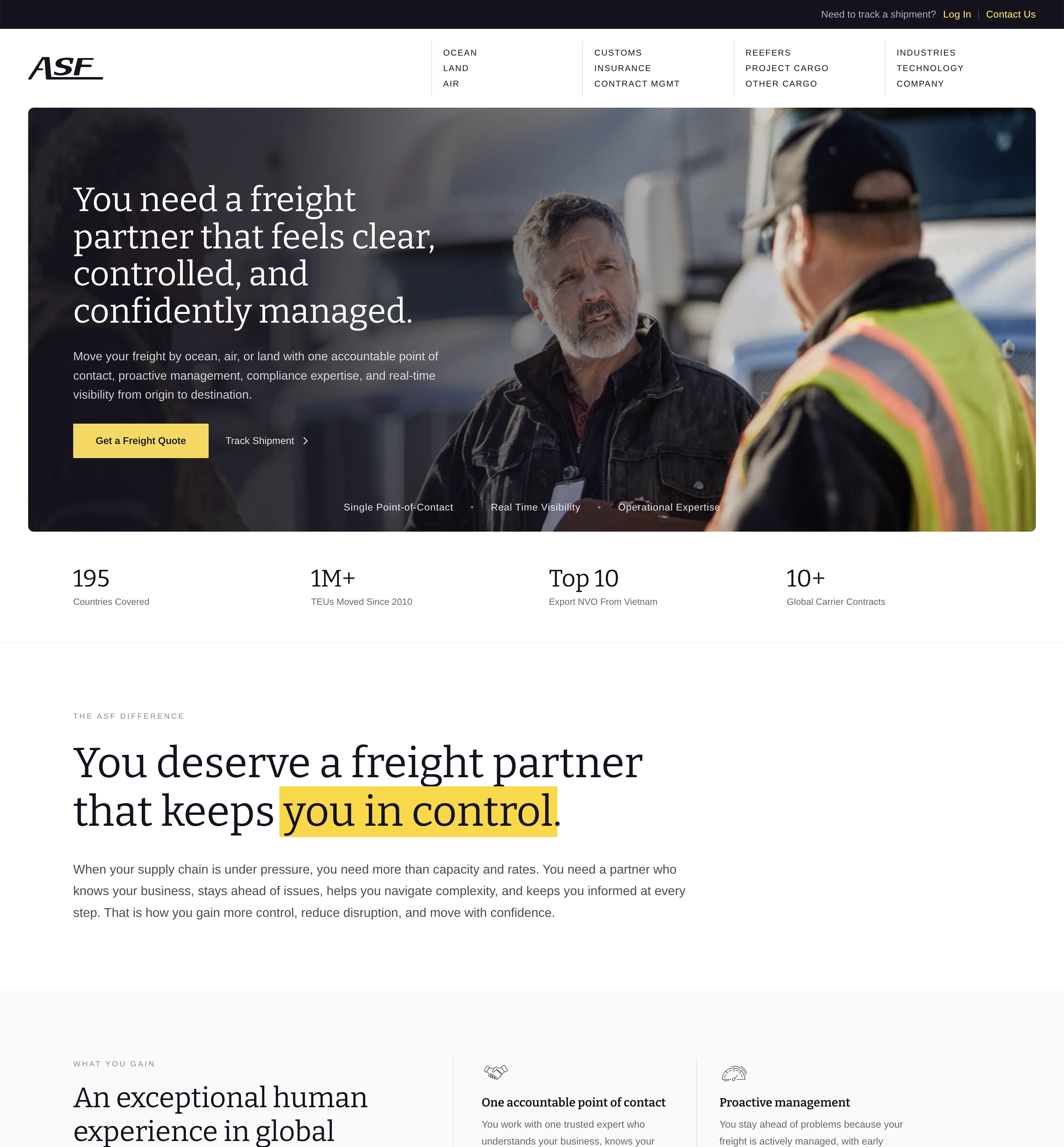 Example logistics website designed by BrandHaul