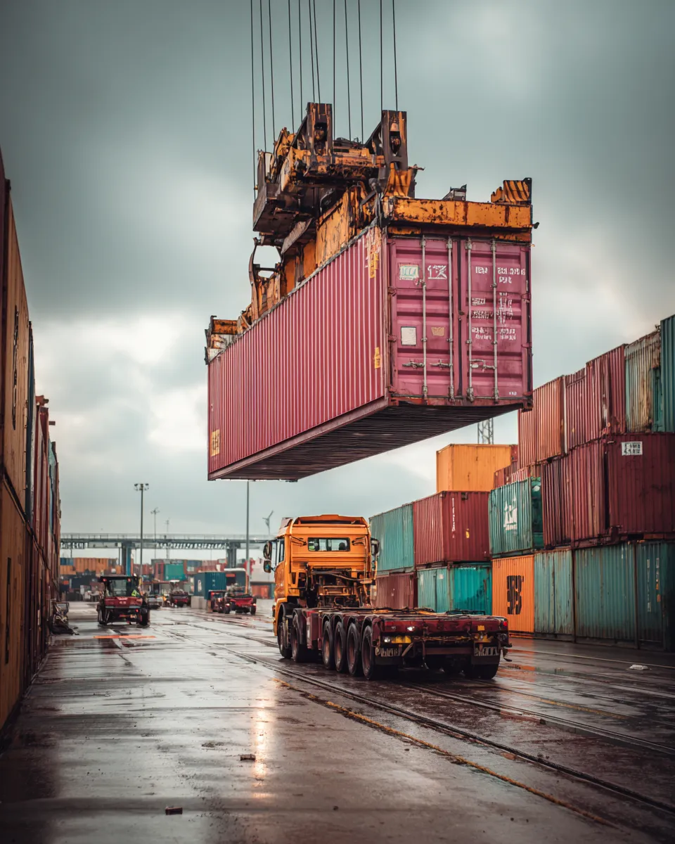 Shipping container being loaded onto a semi-truck — your logistics website needs to work as hard as your operations.