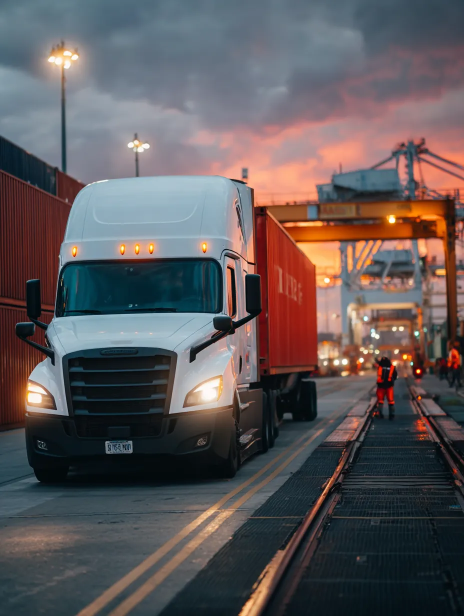 Truck leaving the docks